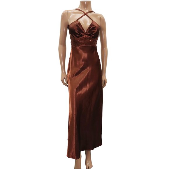 Jessica Mc Clinktock Gunne Sax Bronze Evening Maxi Dress 3 - Picture 2 of 5